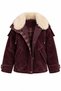 Plum Hooded Zipper Coat - 555