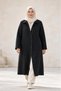 Plus Size Quilted Patterned Long Coat with Piping