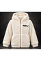 Girls Boys Plush Cardigan Hooded Zipper Pocket Winter Jacket 8-13 Years Old Manifest White - 5