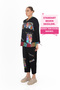 Darkwin Large Size Women's Black 50-52 Size Picasso Patterned Hooded Zippered Colorful Detailed Bottom-Top Set - 3