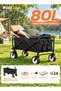 2-in-1 Folding Camping Wagon with Tabletop, 80L Collapsible Utility Cart, Adjustable Handle, Removable Fabric Liner, Portable Outdoor Trolley for Camping, Picnics and Garden, Black - 4