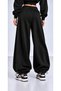 3 Thread Combed Cotton Inside-Outer Ribbed Curled Waist Oversize Sweatpants with Cuffed Legs - 2