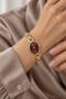 Kelyn Women's Burgundy Dial Gold Chain Cord Oval Wristwatch - Luxury Bracelet Design Stylish Watch - 4