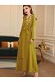Ginger Yellow Pleated V-Neck Rhinestone Dress - 2