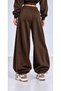 3 Thread Combed Cotton Inside-Outer Ribbed Curled Waist Oversize Sweatpants with Cuffed Legs - 2