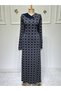 Women's New Season Mother's Dress with Stone Detail on the Collar