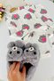Heart and Kitten Figure Printed Cotton Girls' Pajama Set - Ecru - 4