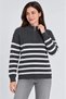 High neck half zippered striped thessaloniki knitwear sweater - smoked - 3