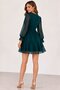 Women's Chiffon Double Breasted Curve Flounces Stretchy Tulle Long Sleeve Stylish Plus Size Dress - 3