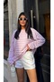 Women's crew neck striped sweatshirt