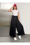 Wide Cut Flared Trousers with Elastic Waist and Double Skirt - 4