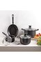 Aluminum Cookware Set with Starflon Excellent Non-Stick Coating, Black, 7 Pieces - 2