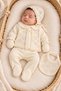 Newborn Baby Girl Lace Detailed Hat and Booties 5-Piece Hospital Discharge Set Ecru - 6