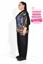 Darkwin Large Size Picasso Patterned Hooded Zippered Bat Sleeve Black Bottom Top Set - 3