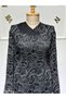 Women's New Season Mother's Dress with Stone Detail on the Collar - 3
