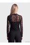 Sparkling Choices from Shining Store Ruffled Stand Collar Floral Tulle Blouse - 5