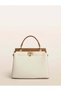 Women's Hand and Shoulder Bag Double Color with Gold Buckle Modern Stylish Design 27270