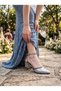 New Model with Silver and Stone Decorations, 5 cm Heel Women's Evening Dress Shoes - 2