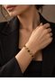 Women's Gold Color Waterway Bracelet Purple Green Stone Leaf Branch Patterned Evening Dress - 4