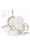 24-Piece Ceramic Nonstick Cookware Set with Detachable Handle, Cream