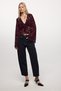 Flare Fit V-Neck Flocked Floral Tulle Long Sleeve T-Shirt I9564Ax26Au - 2