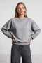 Oversize Şardonlu Basic Sweatshirt Lrn0082 Gray Melange - 3