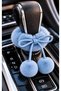 Blue Plush Bow and Pompom Gear Shift Ornament Car Interior Accessory - 2