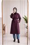 Baharşah Bolero Belted Buttoned Long Trench Coat-Qa1020 Plum