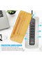 Bamboo Cable Management Box, Desk Cord Organizer with Stand for Phone and Tablet, Multi-Socket Cable - 8