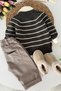 Striped Knitwear Cardigan Baby Boy 3-Piece Sports Set - Anthracite - 2