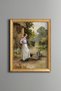Woman in Front of a Country House - Vintage Patterned Painting - Fine Model