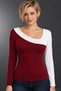 Contrast Effect - Women's Asymmetrical Collar Two-Tone Viscose Blouse - 4