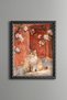 Cat in Front of a Floral Door - Vintage Patterned Painting - Fine Model