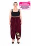 Large Size Women's Picasso Patterned Eye Appliqué Beaded Embroidered Buttoned Velvet 50-52 Size Bottom-Top Set - 3