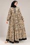 Beige and black printed dress Without Belt - 2