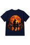 Moonlit Witch & Cat - Halloween Blood Moon Gothic Fantasy Kids Back Print Graphic T-Shirt