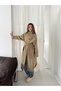 Women's Stand Collar Belted Waist Tie Buttoned Oversize Seasonal Long Trench Coat - 2