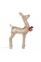 Christmas Ornament Deer Metal Illuminated Red Bow Set of 3 Gold - 5