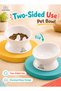 2-in-1 Reversible Elevated Pet Bowl, Slow Feeder & Regular Feeding Bowl, Anti-Vomiting Raised Food and Water Bowl for Cats & Small Dogs, Easy to Clean, White, 15.8x10cm - 2