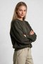 Oversize Şardonlu Basic Sweatshirt Lrn0082 Khaki - 3