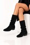 Laceless Genuine Leather Pleated Boots 336-01304 Women's Boots