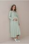 Women's Green Shawl Collar Lace Long Sleeve Maternity Nightgown Set with Easy Breastfeeding Dressing Gown - 4