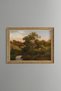 Farmhouse and Shepherd on the River Plain - Vintage Patterned Painting - Fine Model