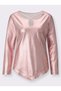 Women's Asymmetrical Window Collar Long Sleeve Sporty Stylish Shiny Fabric Design Blouse - 2