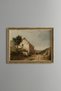 House and People by the Country Road - Vintage Patterned Painting - Fine Model