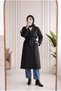 Baharşah Bolero Belted Buttoned Long Trench-Qa1020 Black
