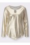 Women's Asymmetrical Window Collar Long Sleeve Sporty Stylish Shiny Fabric Design Blouse - 2