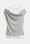 Double Layered Asymmetrical Women's Blouse Blz01704 Gray Melange - 4