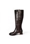Women's Black Brown Shiny 4cm Thick Heel 38cm Leg Length 30cm Calf Width Buckle Heeled Boots - 4