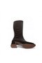 Women's Black Brown Shiny 4cm Thick Heel 38cm Leg Length 30cm Calf Width Buckle Heeled Boots - 5